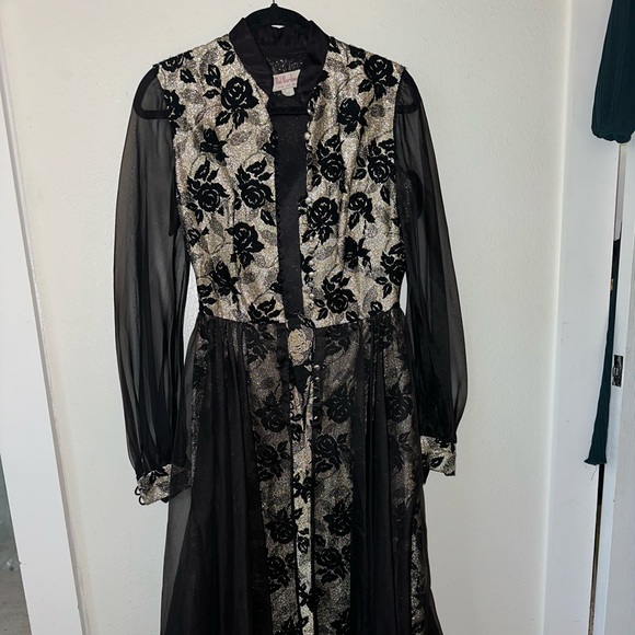 VTG 70s Mel Warshaw Gold Metallic Evening Dress - Picture 2 of 7